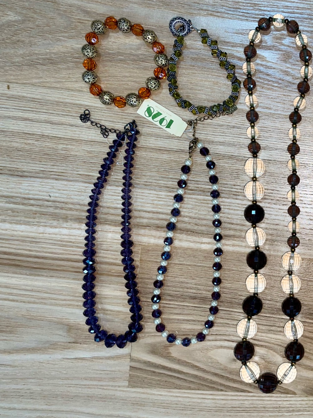 Multiple Vintage Black, Copper & Silver Beaded Long Station Necklaces/ Bracelets